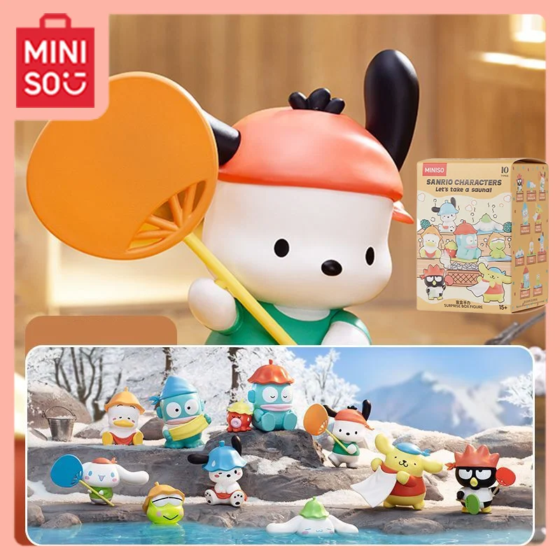 

MINISO Kawaii аниме Sanrio персонажи вместе Сауна серия слепая коробка фигурка праздничные подарки предметы первой необходимости для студентов милый мультфильм