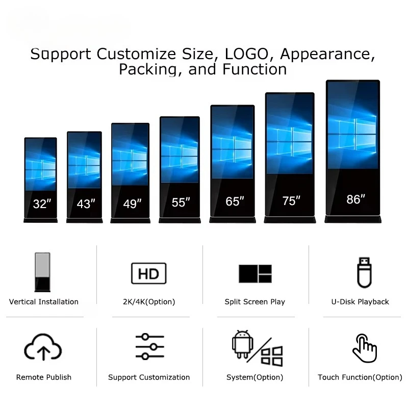 Standing Digital Advertising Lcd Advertising Display Monitor Digital Signage Kiosk Totem Floor