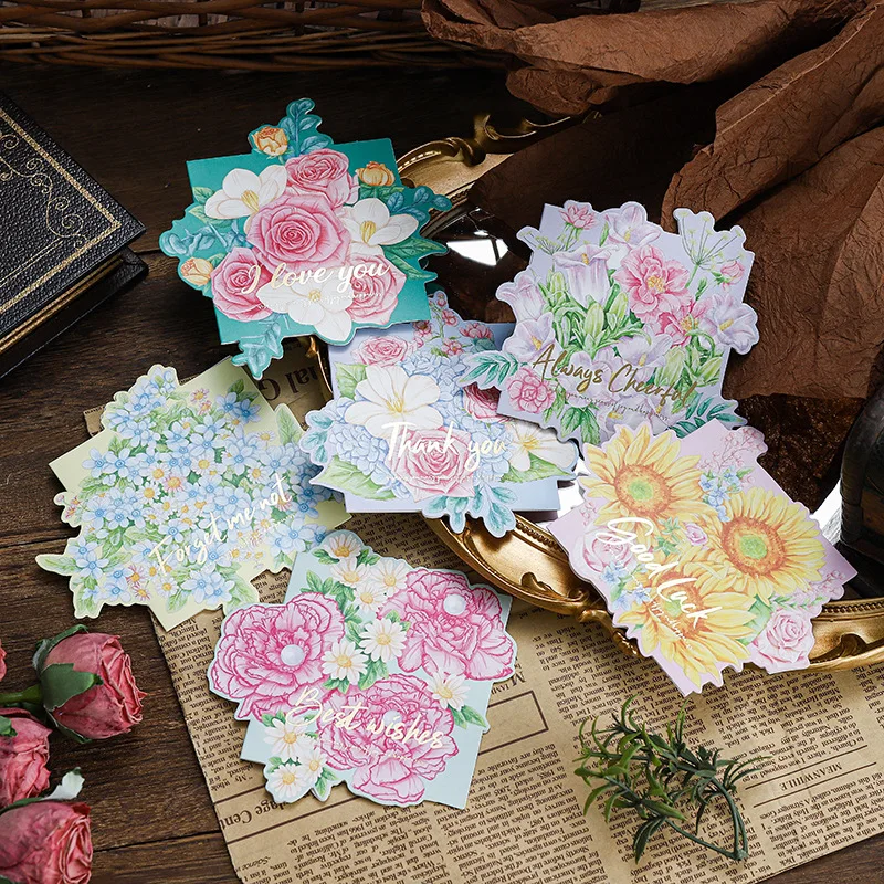 

10Pcs/set Romantic Retro Flower Mother's Day Cards Birthday Greeting Cards Postcard Party Wedding Decor Creative Gifts Hot Stamp
