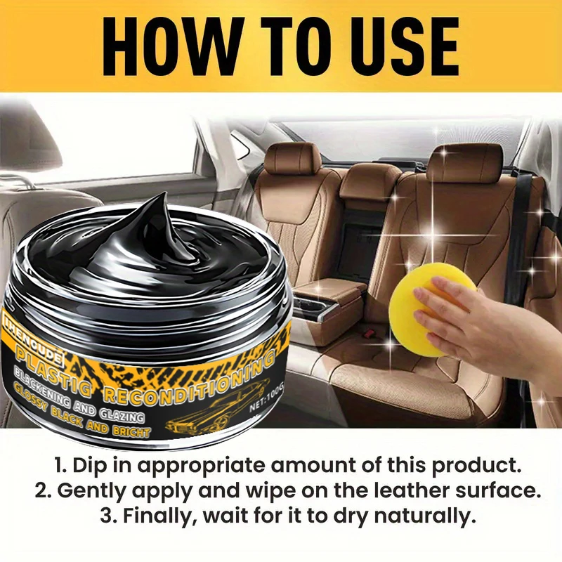Cire brillante pour pneus de voiture et de camping-car, 1 pièce, 100g, rénovation et entretien intérieurs, mise à jour en plastique pour moto, réparation de panneaux de instruments, polissage général pour pneus de voiture