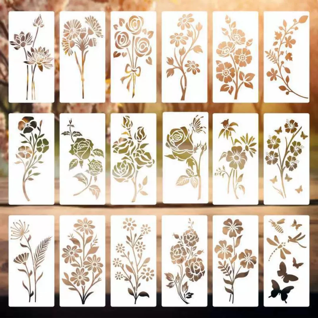 

Flower Painting Stencils Reusable Diy Templates Reusable Craft Stencils Plastic Floral Design Stencils For Workshops Wood Gift