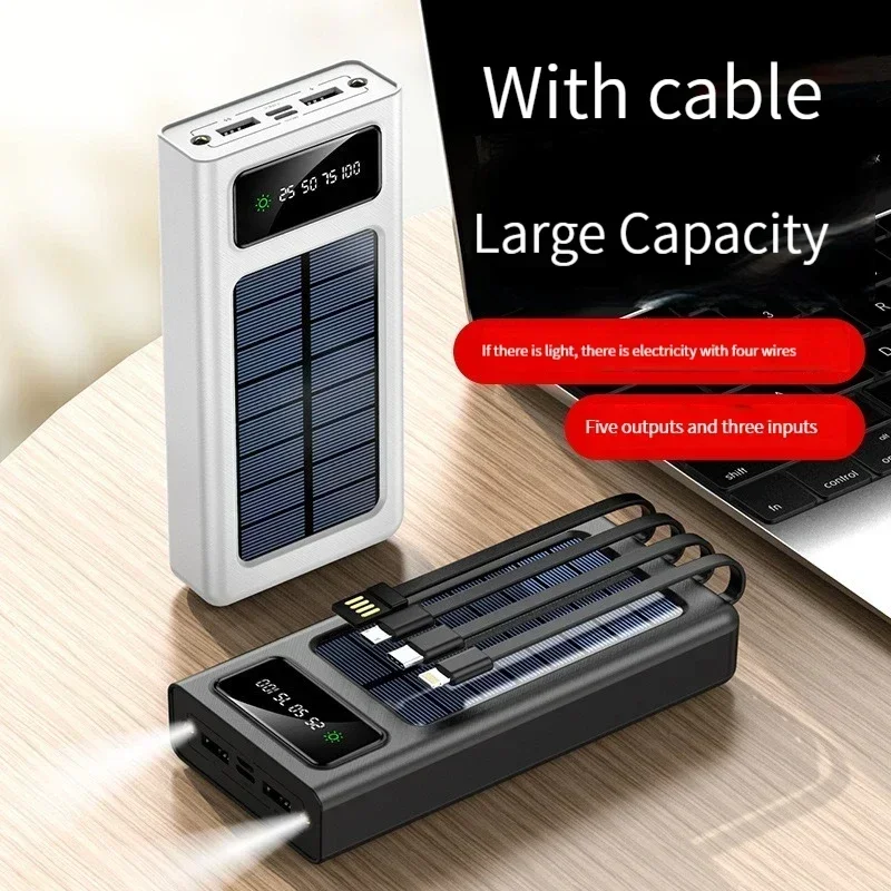 

20000 milliampere universal mobile power supply with built-in cable for solar power charging bank