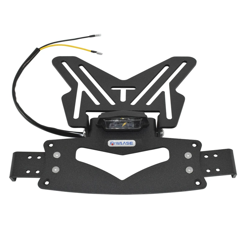 Waase soporte de marco de matrícula plegable Universal, soporte de guardabarros trasero ordenado con luz LED para Yamaha, Suzuki, Honda