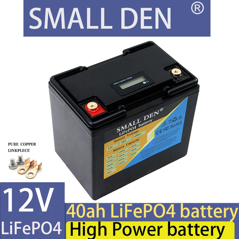 

12.8V 40Ah LiFePO4 Battery BMS Lithium Power Batteries 4000 Cycles For 12V RV Campers Golf Cart Off-Road Off-grid Solar Wind