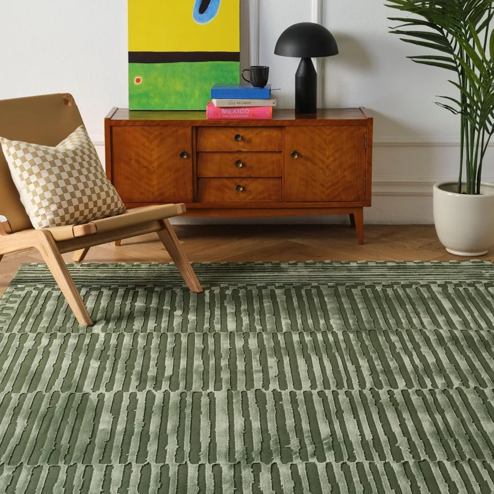 

Soloba 6'7"x9' Washable Area Rug for Living Room Bedroom - 100% Recycled Oeko-TEX Certified, Medium Pile, Green