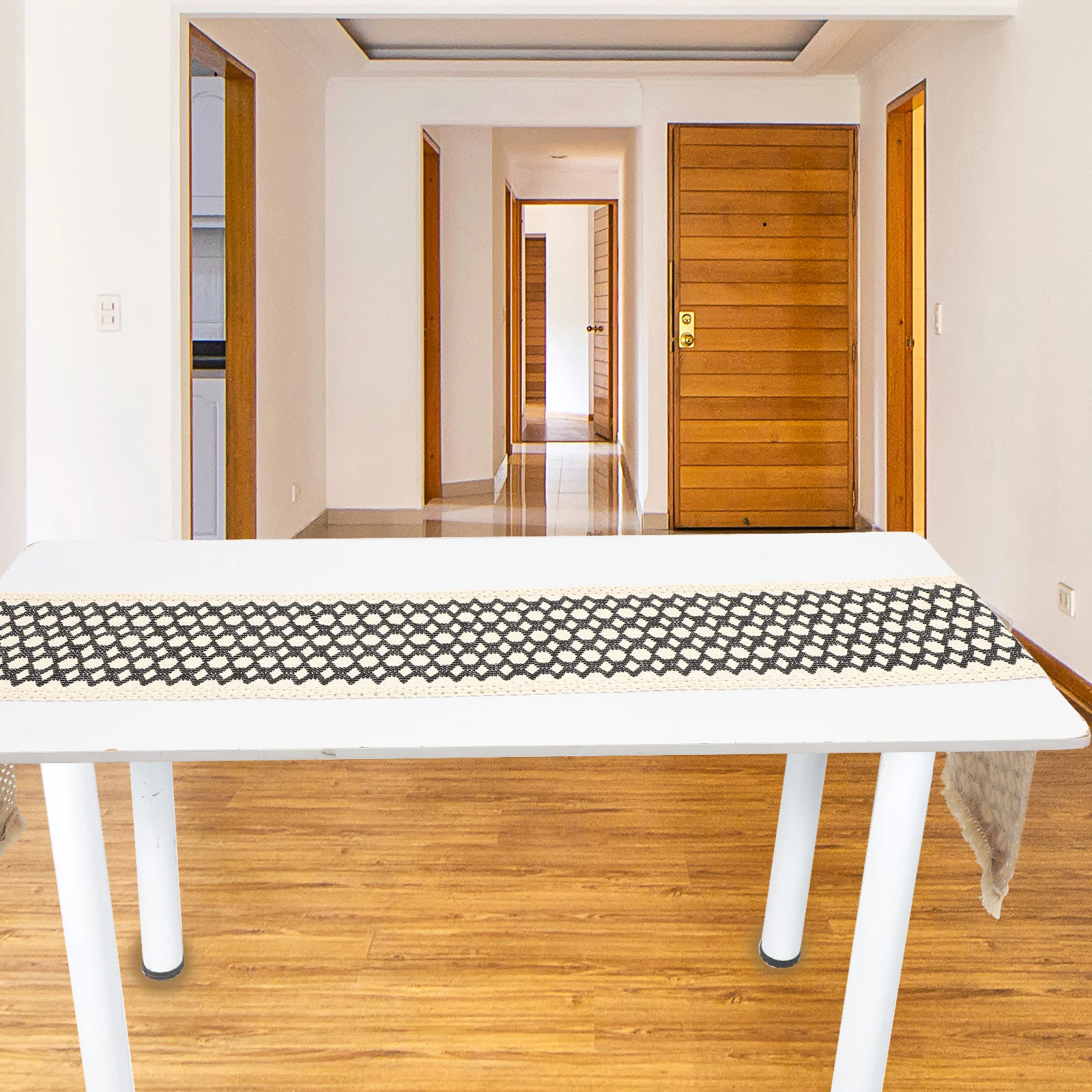 

Black White Table Runner Blended Decorative Tablecloth Farmhouse Beach Wedding Holiday Everyday Use Table Cover
