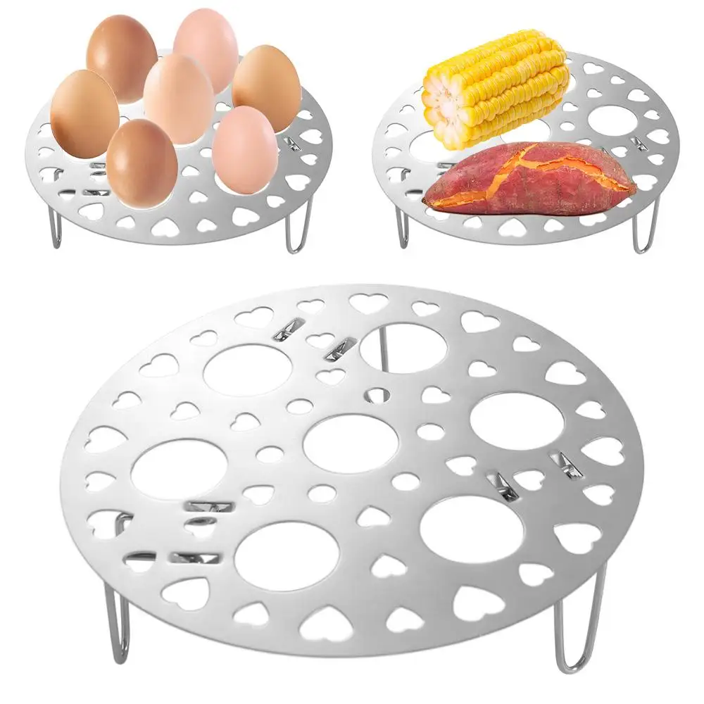 

Boiled Eggs Holder Stainless Steel Steamed Egg Rack Folding High Foot Egg Steamer Universal Thickened Steam Grid Steamed Bun