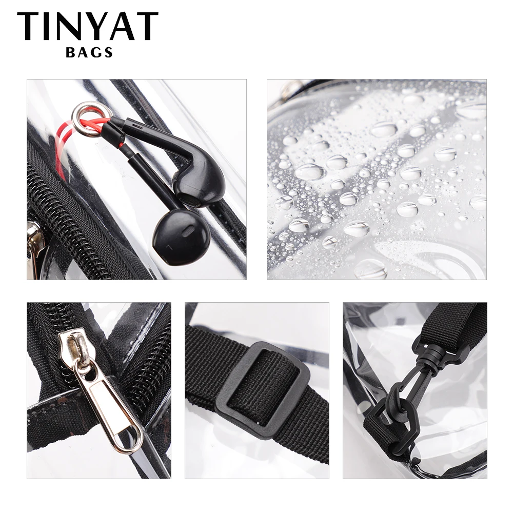 Imagem -04 - Tinyat-clear Chest Bags para Homens e Mulheres Impermeável Transparente Pvc Crossbody Bolsa Pequeno Lazer Bolsa de Ombro Telefone Sling Bags