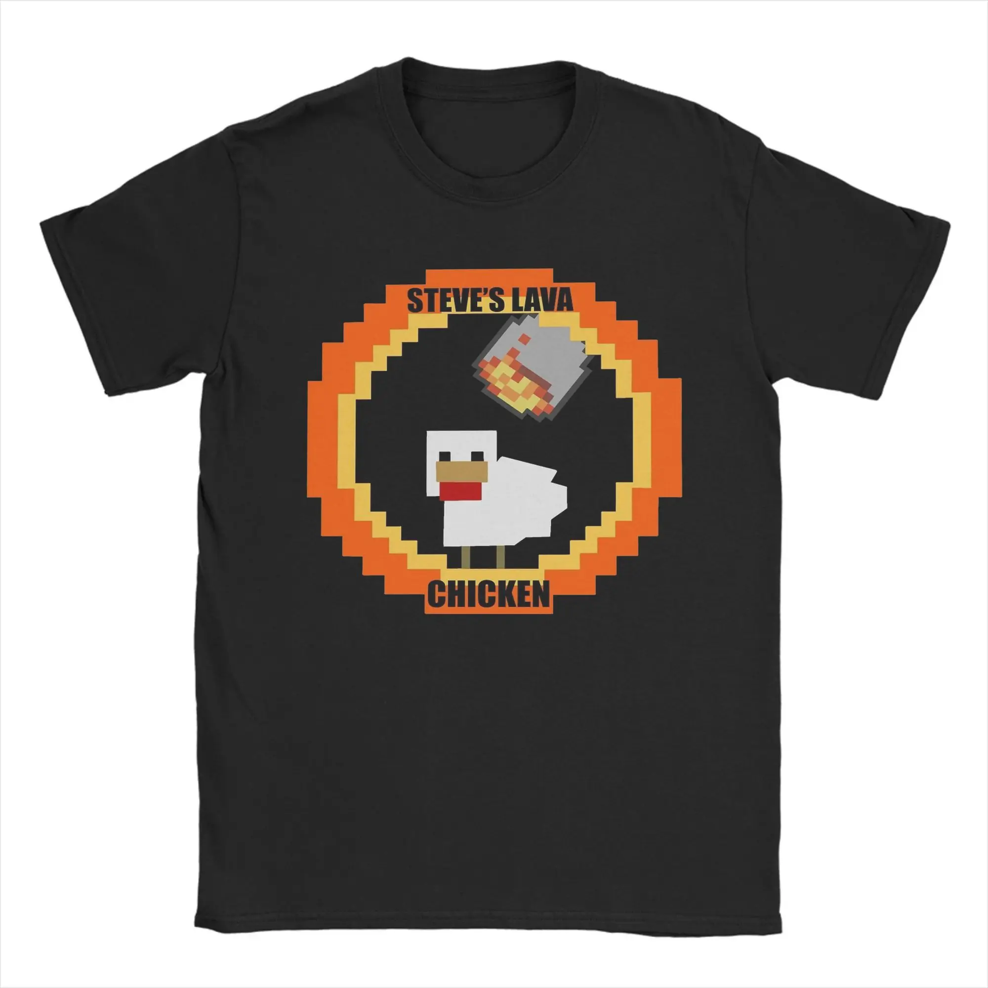 Printed Steve's Lava Chicken Pixel 2025 Movie T Shirt for Men Women  100% Cotton Tee Shirt Short Sleeve Clothing