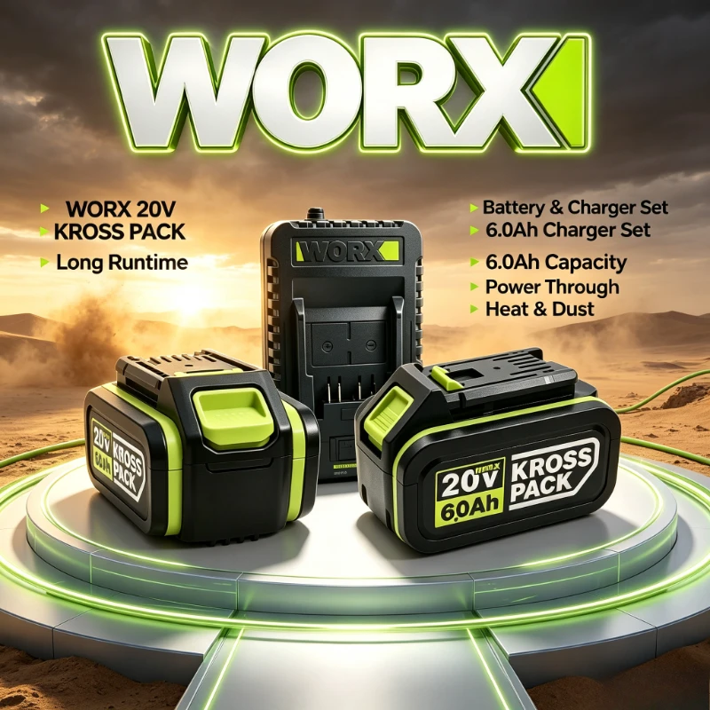 Original 20V 4.0Ah WORX Battery WA3553, Rechargeable Lithium‑ion Ideal for Impact Drivers, Wrenches and Home Garden Power Tools
