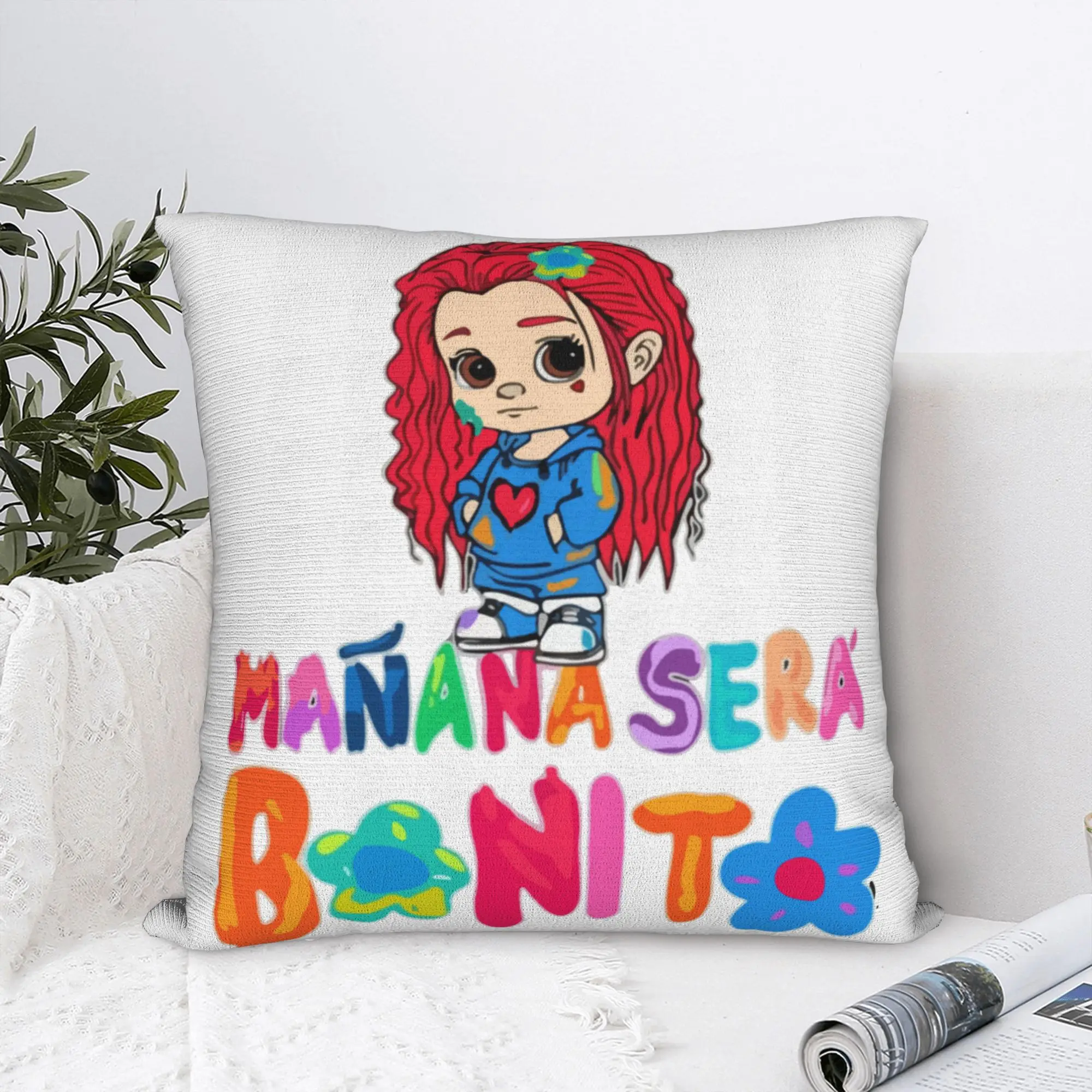 Manana Sera Bonito Pillowcase Double-sided Printing Fabric Cushion Cover Decor Music Karol G Throw Pillow Case Cover Home Square