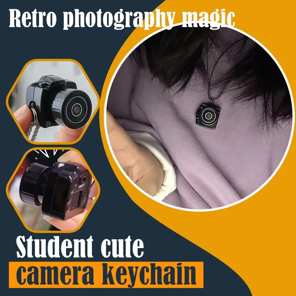 ABS Mini Camera HD Video Audio Recorder Student Cute Gift Friend Ideal Campus Birthday Life Keychain Anytime Record Camera X4E0