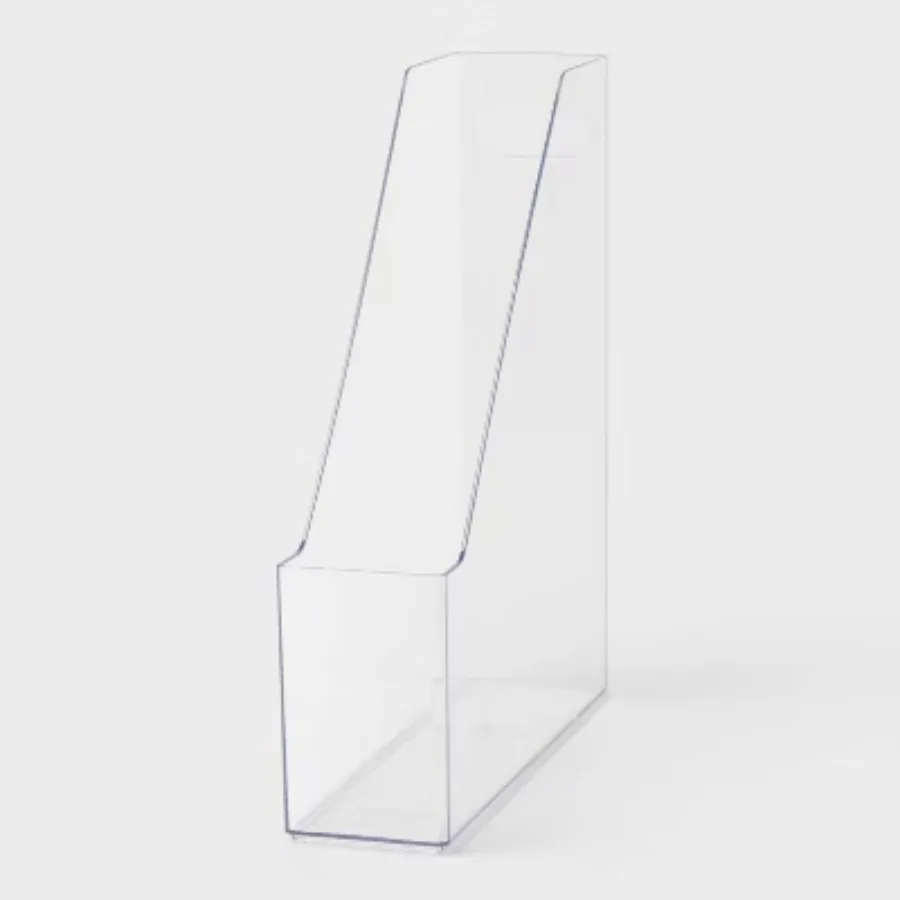 Transparent Slanted Magazine Holder - Top Open File Organizer for Office Desk Document Storage