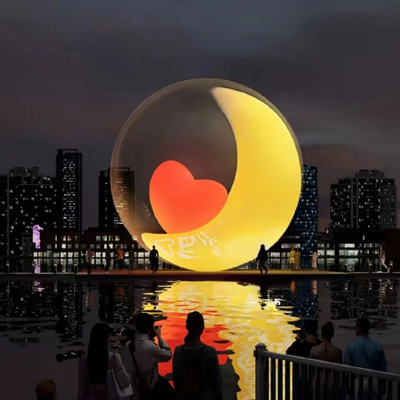 شعار قابل للنفخ مخصص نموذج غاز القمر المضيء مهرجان منتصف الخريف مركز تسوق نشاط معلق شكل أرنب PVC