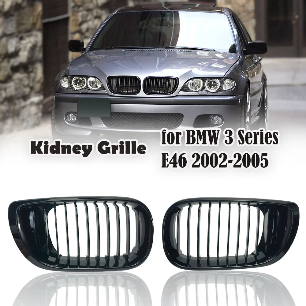 

Racing Grills Front Kidney 1 Slat Gloss Black Grilles For BMW 3 Series 4 Door E46 Saloon 320i 325Xi 330Xi 2002 2003 2004 2005