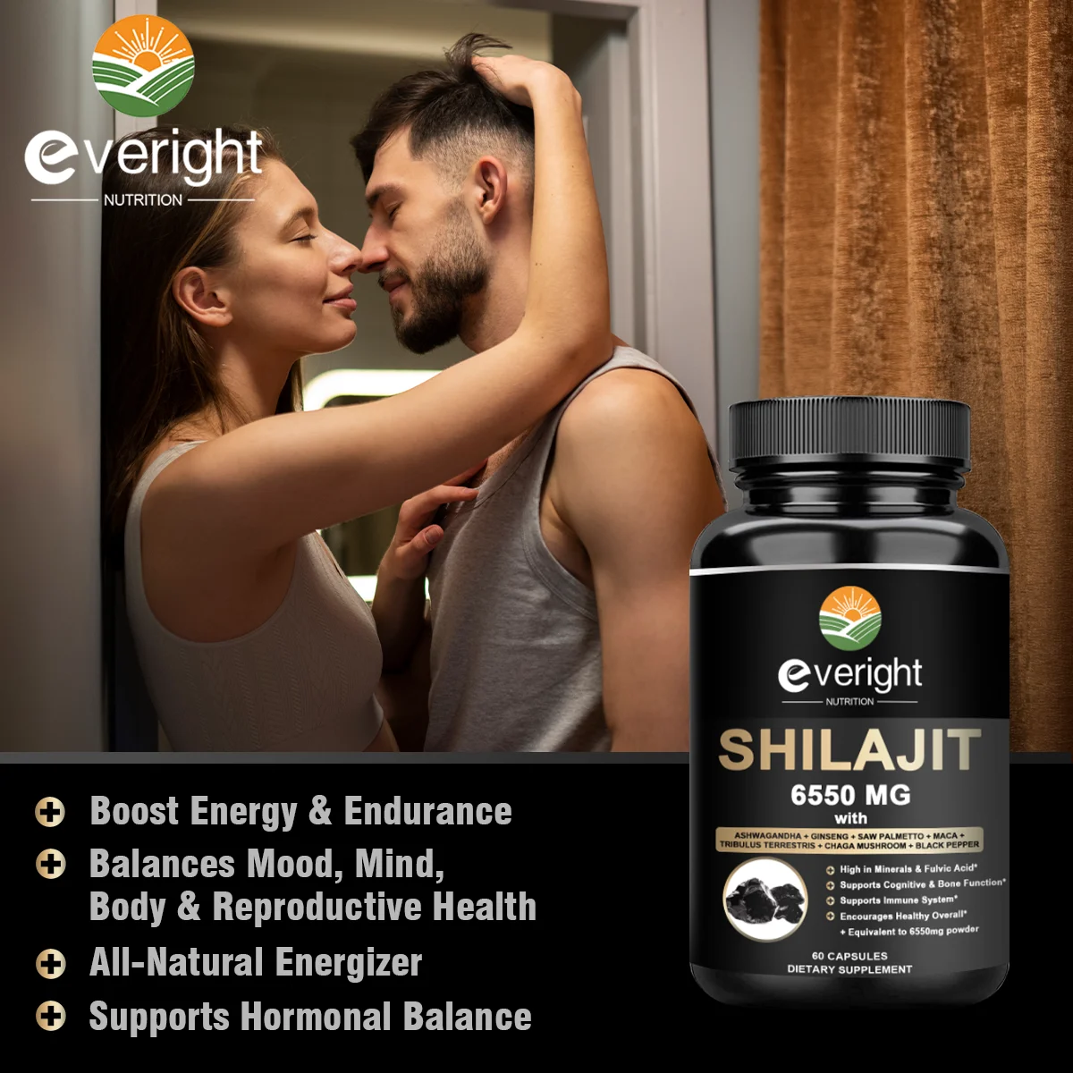 Shilajit Pure Himalayan Organic-Shilajit Supplement with Purity, High Dosage&Potency for Energy, Strength & Immunity
