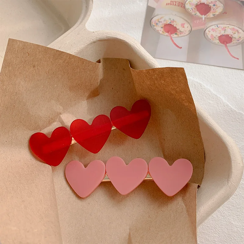 Rote Liebes-Haarnadel, niedlicher Clip für Pony und abstehendes Haar, seitlicher Entenschnabel-Haarspange, sanfter Haarschmuck – Detail 4