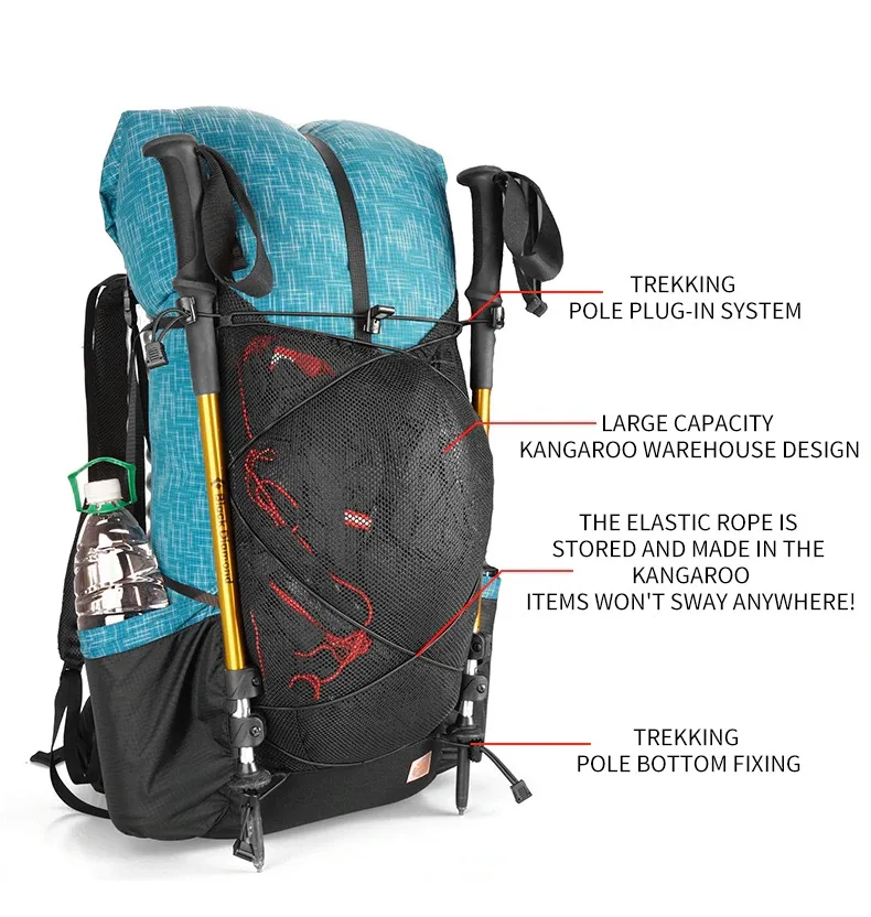 3F UL Gear Qidian Rucksack Outdoor Camping UHMWPE Rucksack Ultraleicht 40+16L Langlebige Tasche Wasserdicht Wandern Bergsteigen – Detail 7