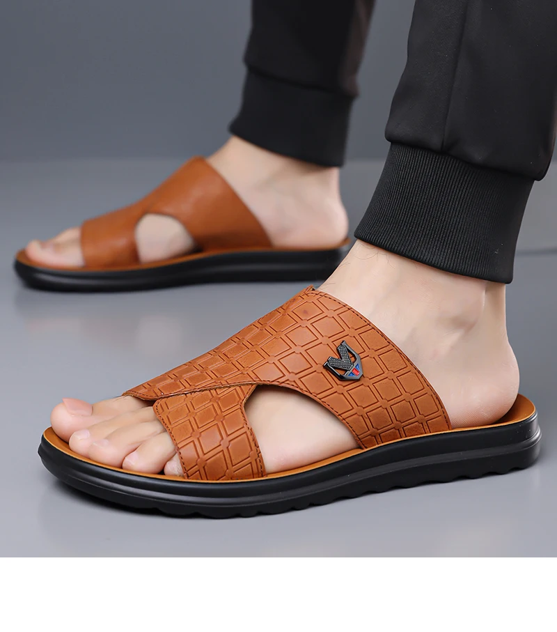 Herren Sommer Outdoor Slip-On Hausschuhe Rutschfeste Weiche Sohle Freizeitsandalen zum Fahren und für den Strand -9023 – Detail 5