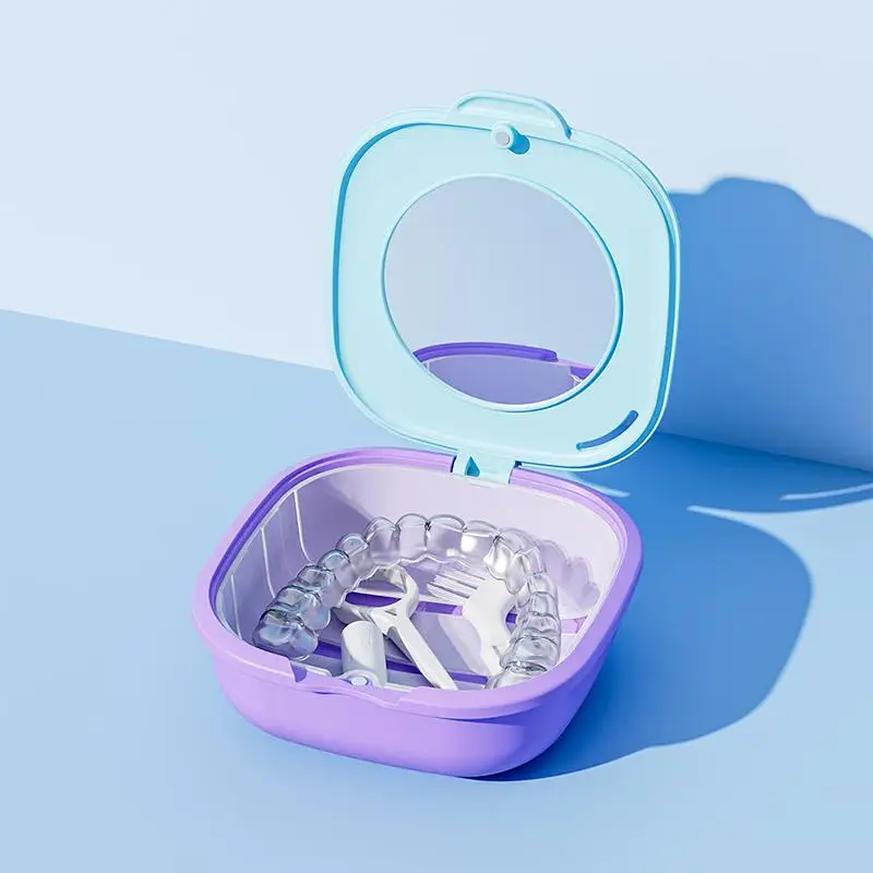 New Models Magnetic Invisible Braces Storage Box With Mirror Retainer Braces Box Denture Drain Soaking Box