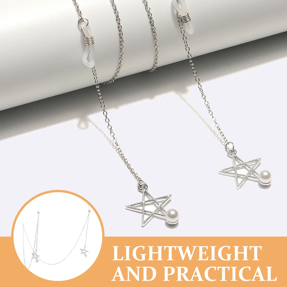 

Stylish Pearl Star Eyeglasses Chain Women's Metal Lanyard for Glasses Anti-Slip Design Lightweight Comfortable Sunglass Chain