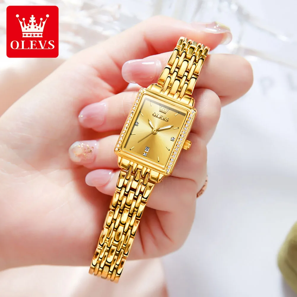 Olevs Luxus Quarz Damen uhr modische klassische quadratische elegante Diamant wasserdichte Zifferblatt hochwertige Original Damen uhr