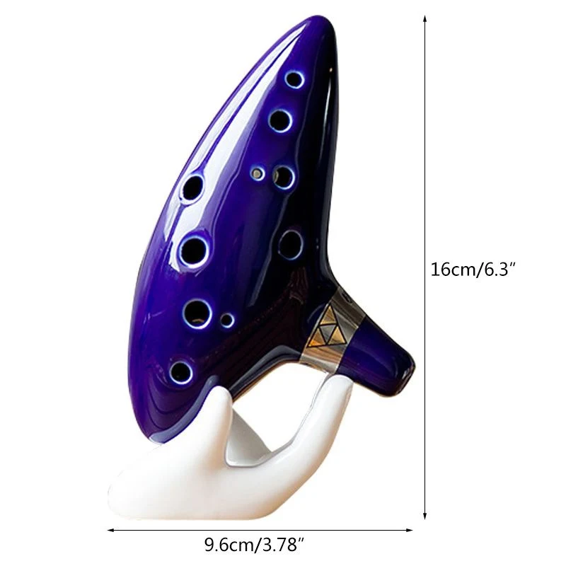 Ocarina+Rope Tao Di 12 Hole Middle C Key Ceramic Material Portable Design Vibrant Blue Color Adds To Its Aesthetic Appeal