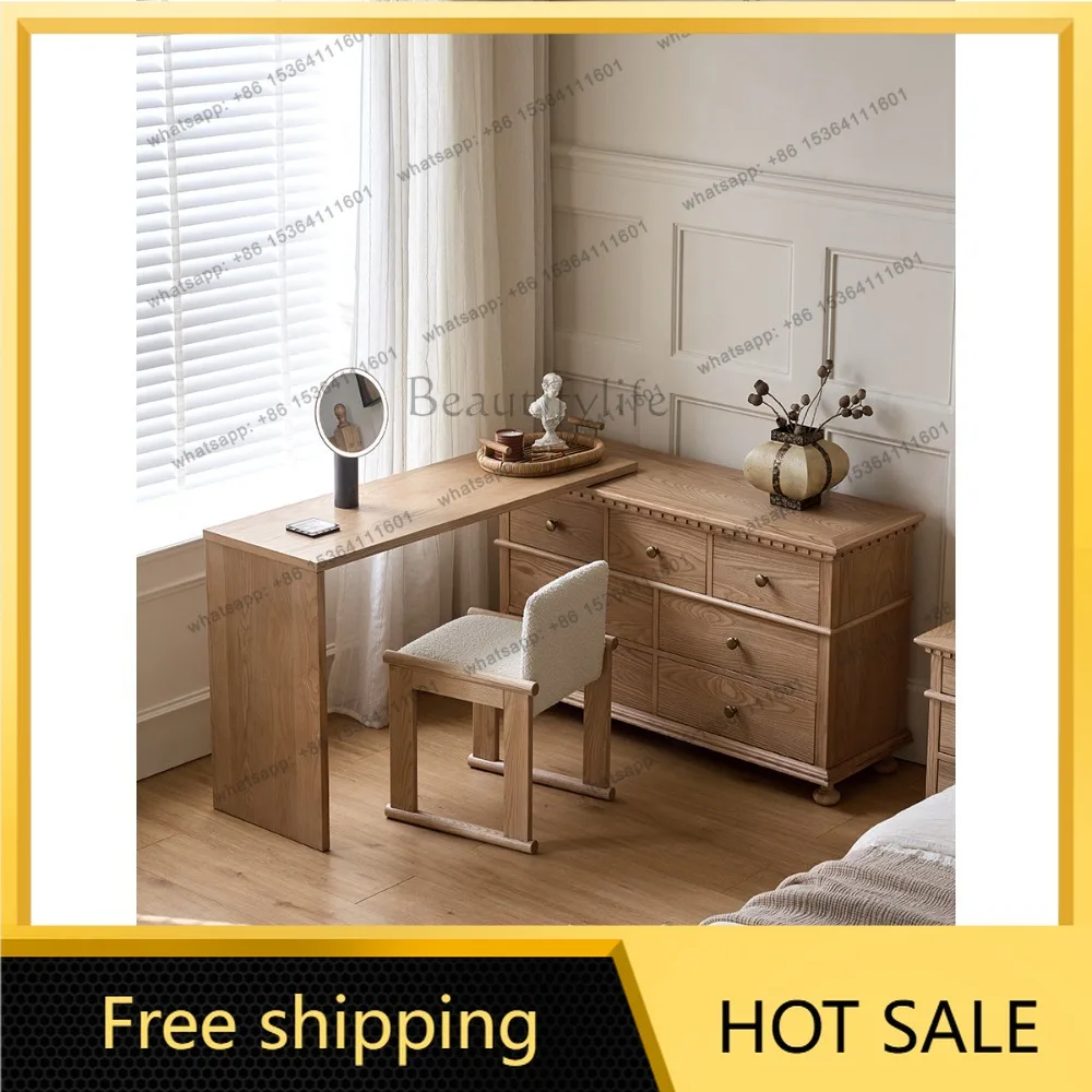 FG solid wood dresser, chest, integrated bedside cabinet, corner corner, French medieval style, small apartment