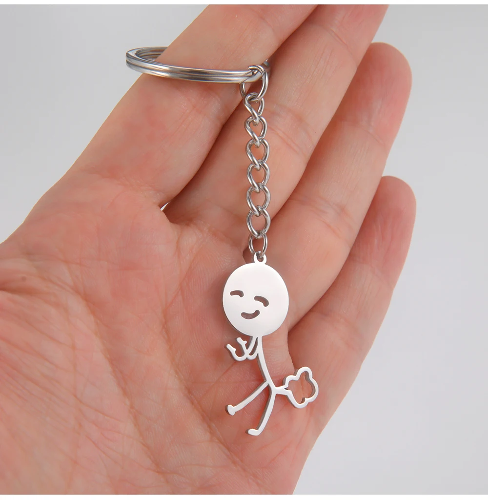 Cooltime Lustige Parodie Furz Stickman Anhänger Schlüsselanhänger Edelstahl Hiphop Schlüsselanhänger für Männer Frauen Schmuck Geschenk Neu In – Detail 11