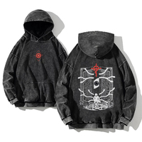 Gothic Washed Hoodies Vintage Graphic Sweatshirts Contain Cotton Men's Loose Casual Pullover Y2K Clothes Retro Hoodie Streetwear