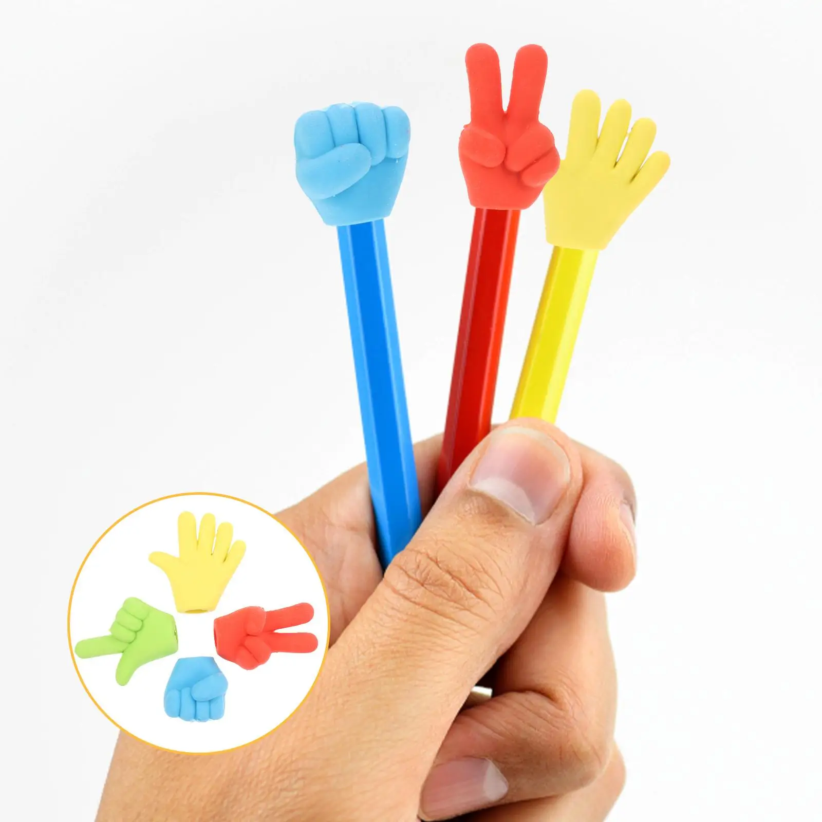 

24 Pcs Finger Shaped Erasers Cute School Cartoon Toddler Rubber Bulk Fun Student Pencil Topper Safe Environmental