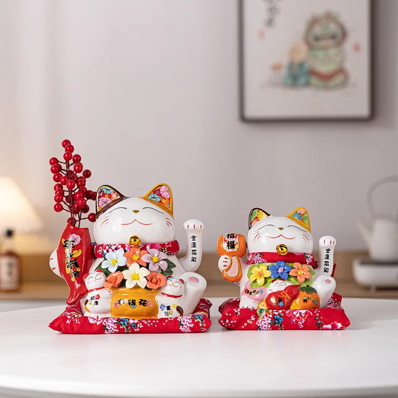 Fortune Cat Large Ornaments Store Opening Electric Hand Shaking Large Japanese Ceramic Creative Gift Cashier Decoration