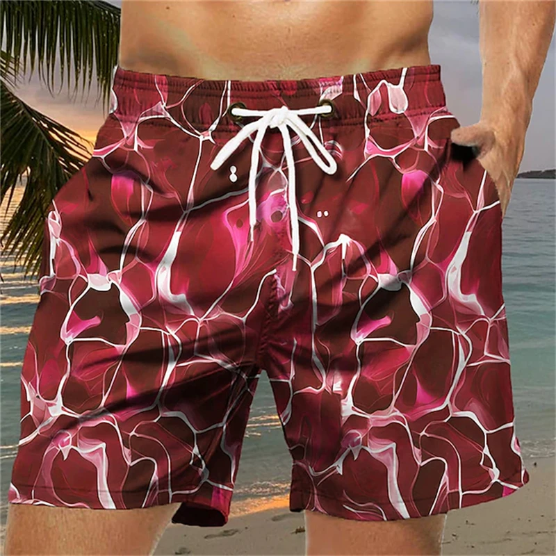 Pantalones cortos con estampado 3D de agua de mar para hombre, bañadores de playa de vacaciones informales de verano, pantalones de tablero de gran