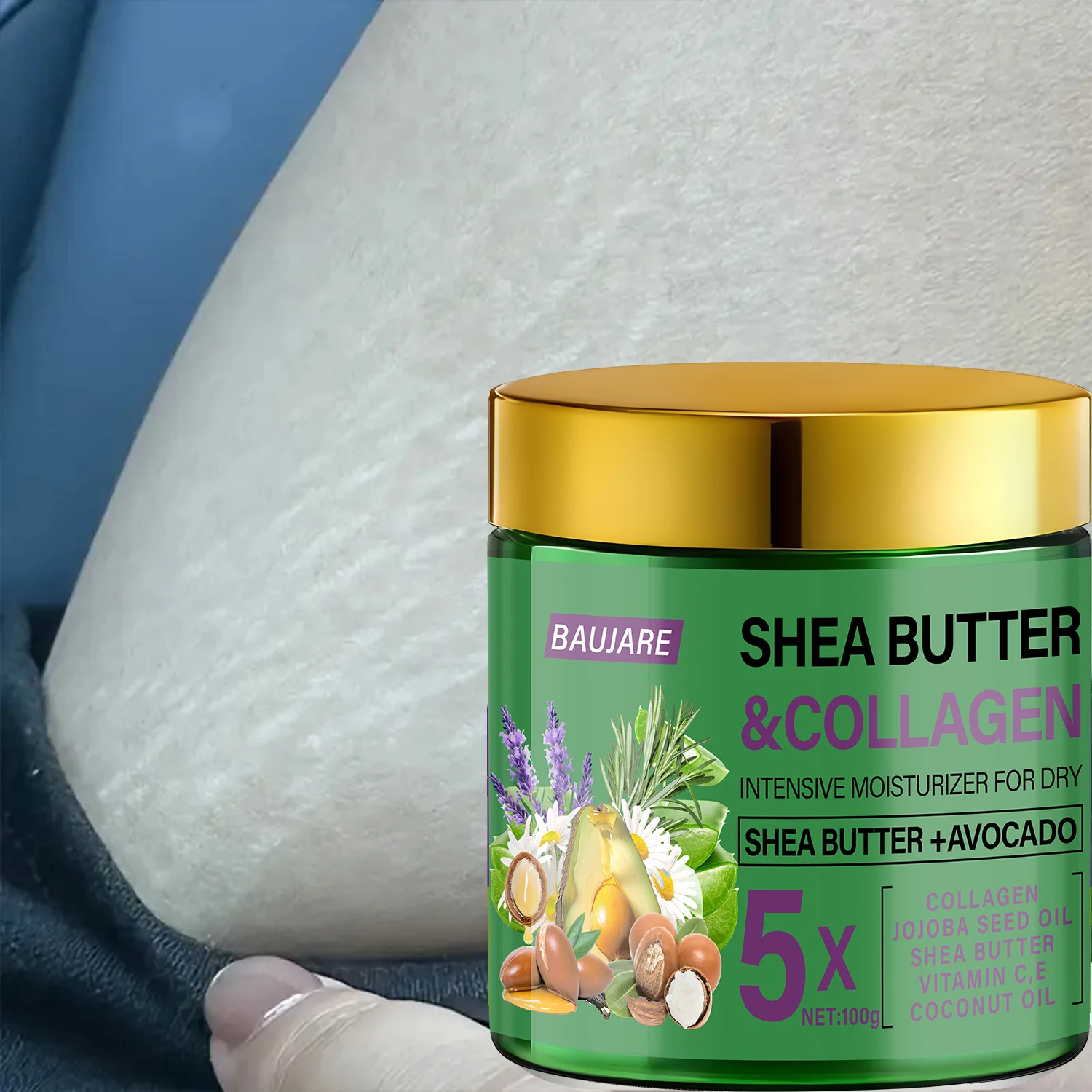 كريم الوجه بزبدة الشيا والكولاجين من باوجير - مرطب مكثف مع الأفوكادو وزيت الجوجوبا وفيتامين C&E للبشرة الجافة #4