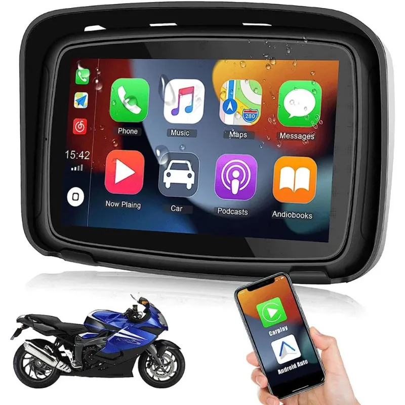 5Inch Wireless Motorcycle Navigation Device HD LCD Touch Screen Navigation Assist for Outdoor Cycling