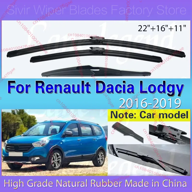 

Для Renault Dacia Lodgy 2016-2019 автомобильные щетки стеклоочистителя переднее и заднее стекло дворники автомобильные аксессуары 22 "+ 16" + 11"