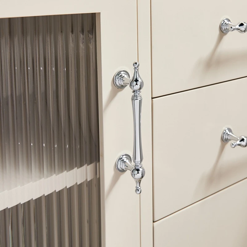Luxuriöser Französischer Stil, Einfacher Verchromter Silberner Schubladen- und Einloch-Schrankgriff aus Reinkupfer, Kleiderschrankgriff aus Reinem Kupfer – Detail 6