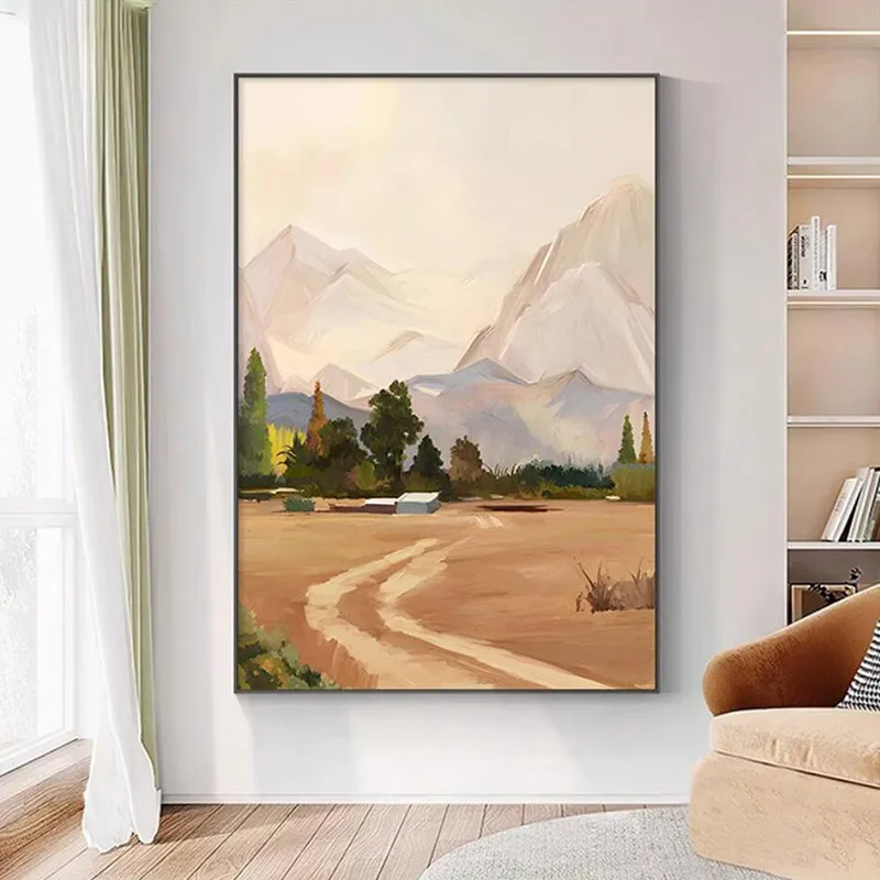 

Abstract Landscape Painting, Wall Mounted Canvas Painting, Landscape Poster with Frame Geometric Abstract Painting, Oil Painting