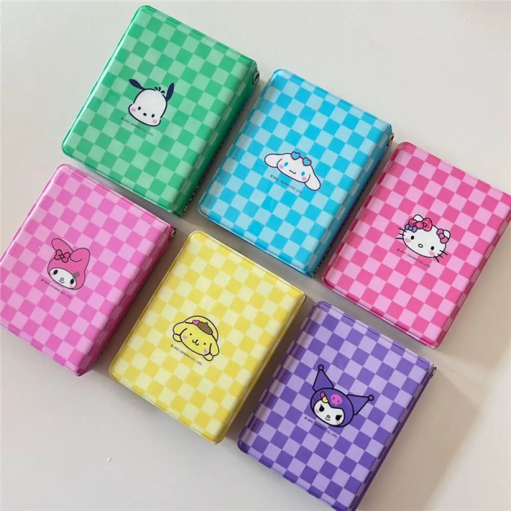 Sanrio Hello Kitty Kuromi Cinnamoroll Hollow Out Photos Show Books Kawaii Checked Grain Pattern Photos Storage Books Mini Albums