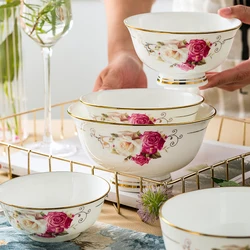 Jingdezhen eating bowls, soup bowls, anti scalding high foot bowls, bone china bowls, tableware, Phnom Penh porcelain bowl