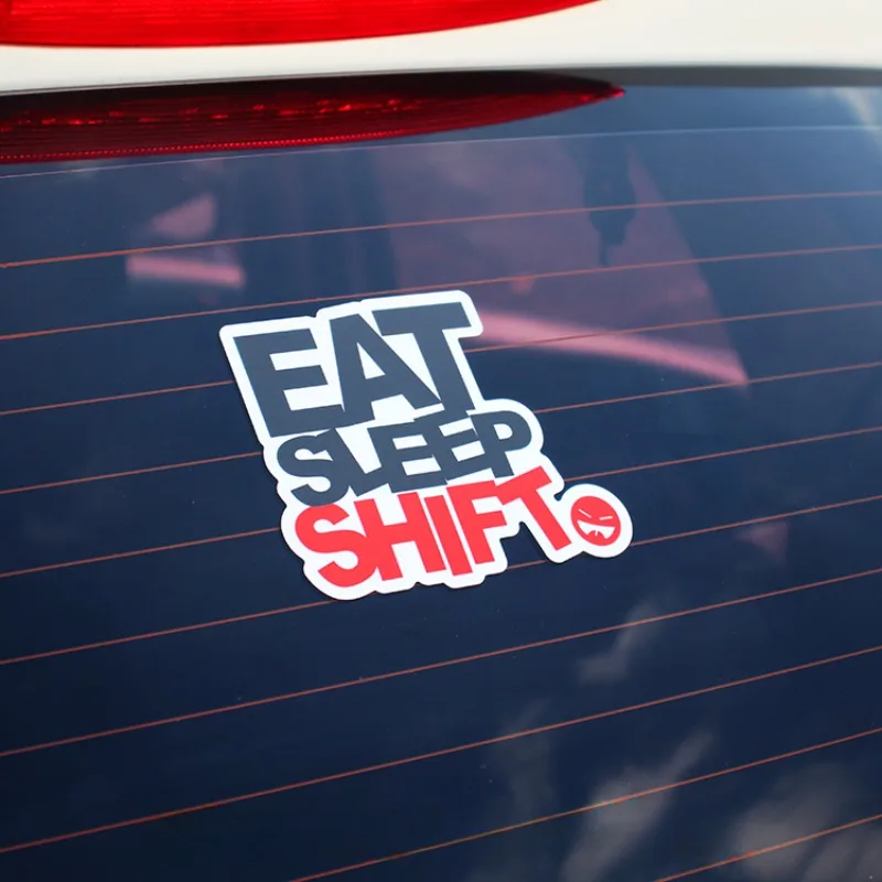 1PC EAT SLEEP SHIFT Adesivi moto Impermeabile Moto Carenatura Serbatoio carburante Scooter fai da te Corpo Divertente Durevole Decalcomanie in vinile