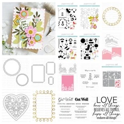 Dec New Craft Cut Dies Heart-Shaped Edges Circle Rectangle Hot Foil Die Flower Stamp Stencil DIY Valentine's Day Scrapbook Diary