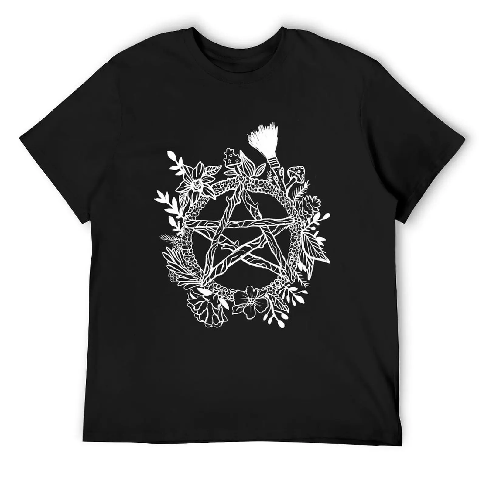 Pentacle Wreath Wiccan Witchy Pagan Goth T-Shirt summer top kawaii clothes vintage plus sizes plus size men clothing