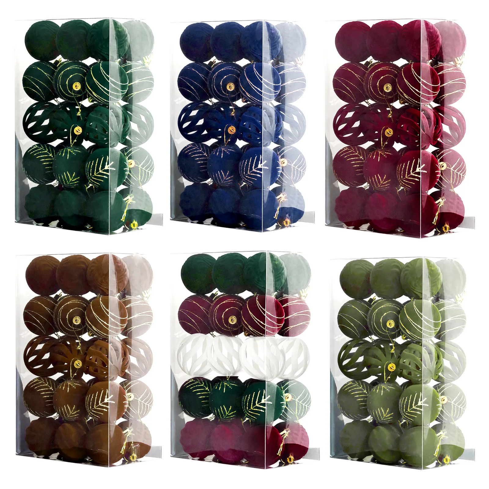 30pcs Christmas Balls 6cm Flocked Christmas Tree Hanging Decoration Merry Christmas Spheres Pendant Decoration For New Year