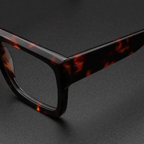 Imagen 2 del producto Gafas de sol rectangulares gruesas Retro para hombre, montura de gafas de acetato, gafas de sol geniales a la moda, gafas con lentes transparentes sin prescripción