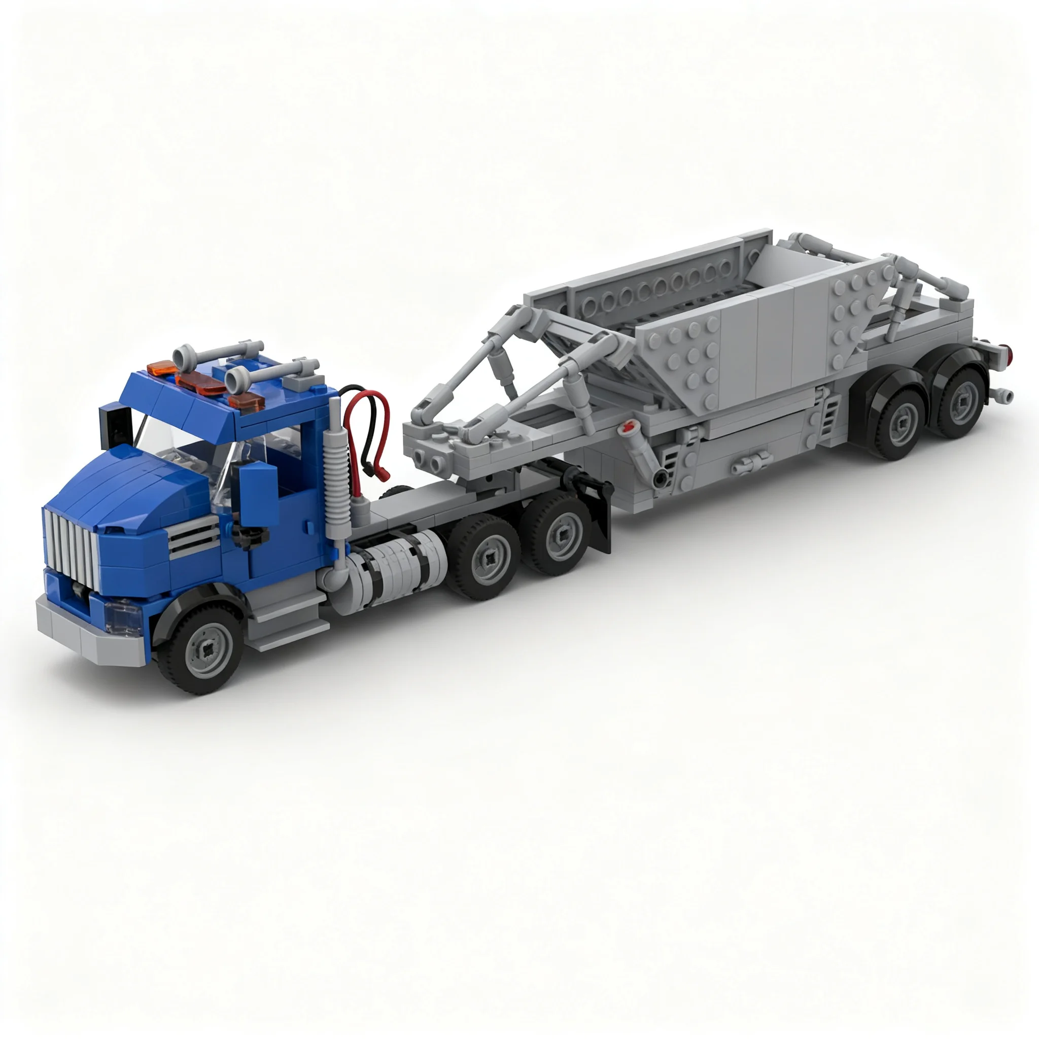 499pcs MOC Day Cab Tractor Horizontal Bottom Dumper City Cargo Model Toys Building Blocks Construction Christmas Gifts Kids
