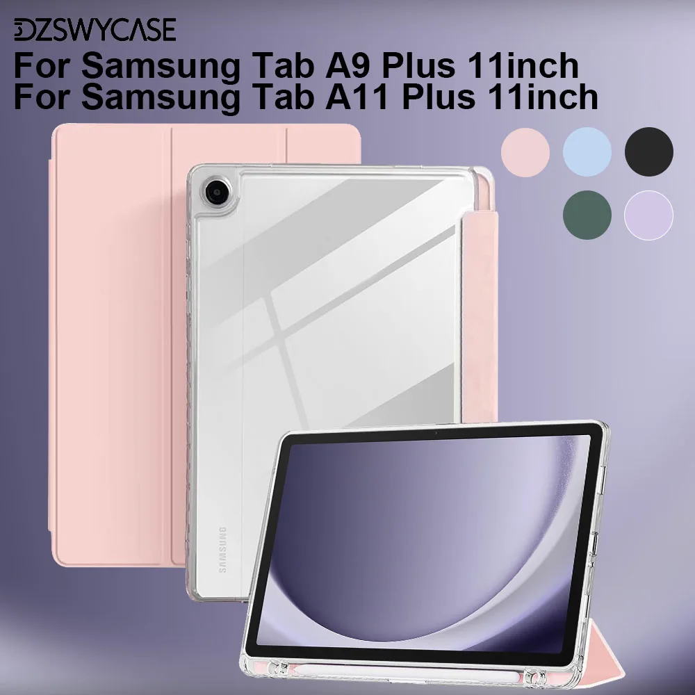 Case for Samsung Galaxy Tab A11 Plus / Tab A9 Plus 11 inch, with Pencil Holder, Clear Acrylic Back Cover, with Pencil Holder