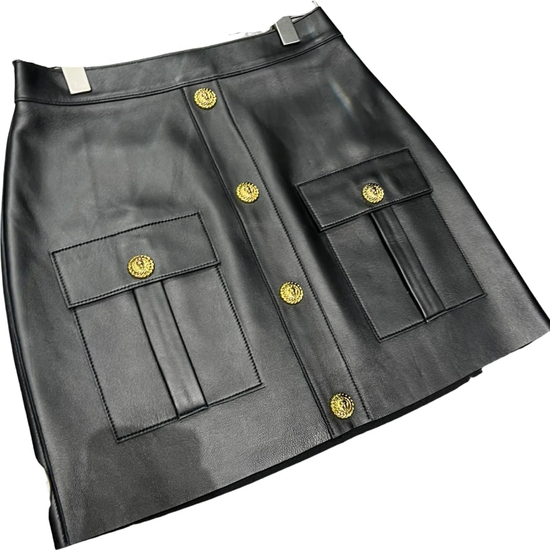 2024 Sheepskin Hip Skirt  Composite Air Layer without Lining Design Top Quality S-XL  faldas cortas  saias real leather