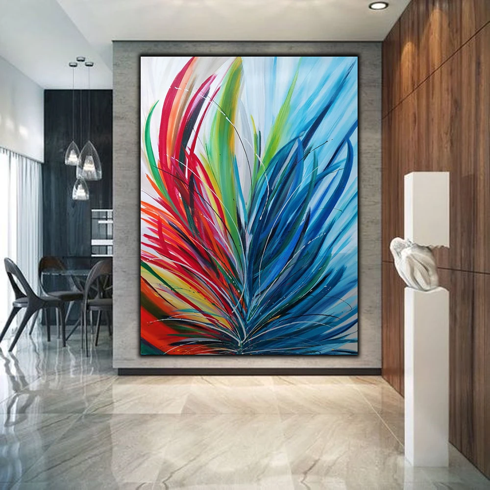 

Handmade Oil Painting Colored Wall Art Deco Abstract Oil Painting Metallic Modern Artwork Large Painting On Canvas House Decor