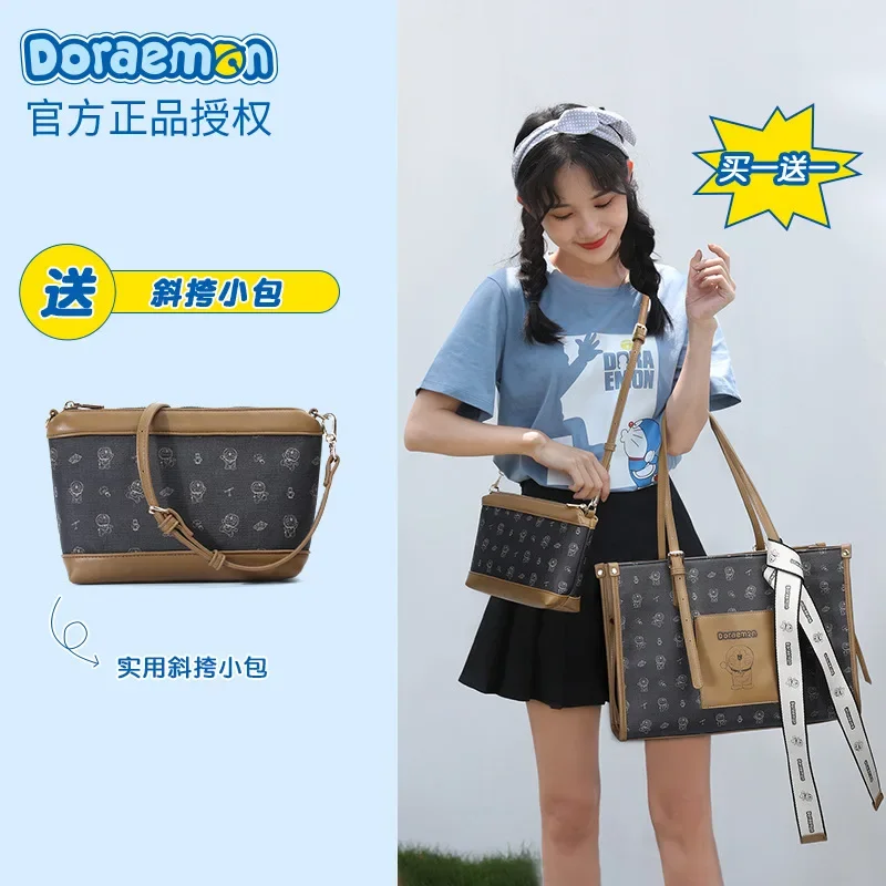 2PCS Doraemon Purses and Handbags Cute Wallet Lady Tote Bag One Shoulder Girls Designer Bags for Women Printed Free Shipping